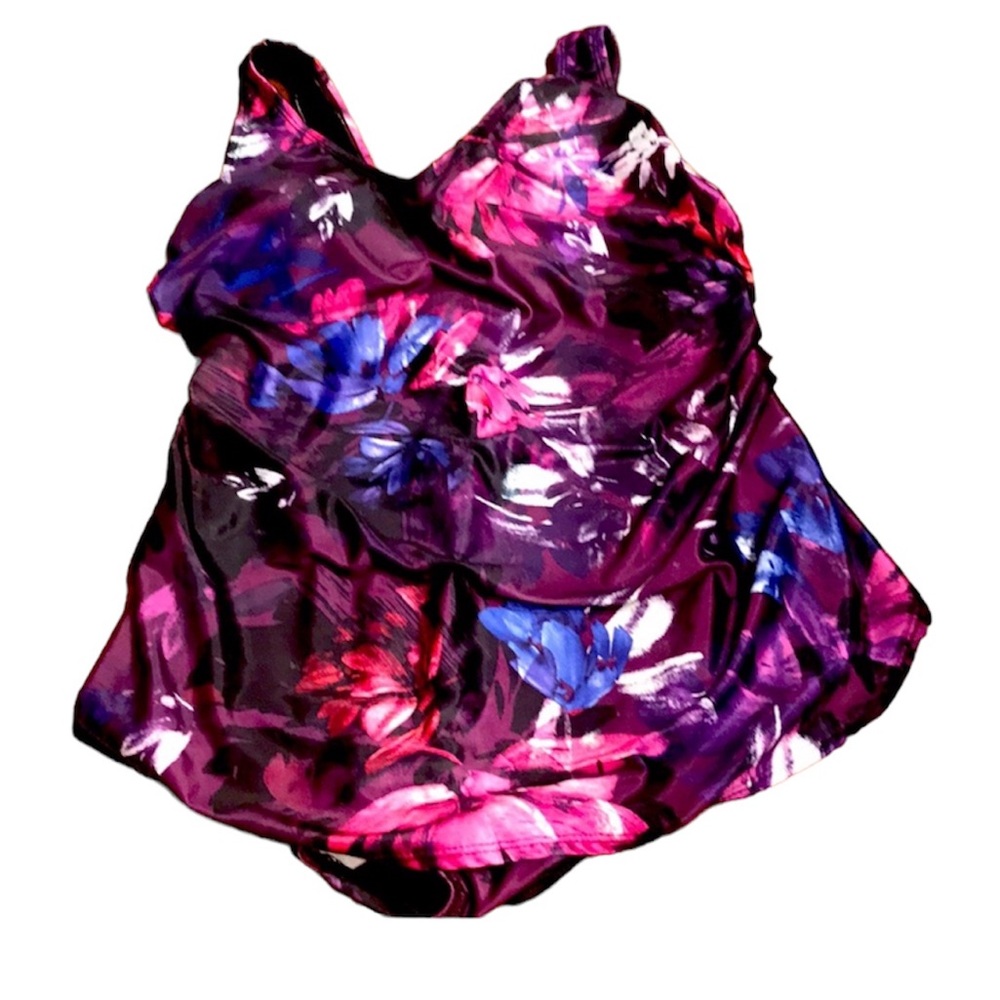 Swimsuits for All purple floral one-piece size 14